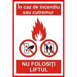 Semn in caz de incendiu sau cutremur nu folositi liftul